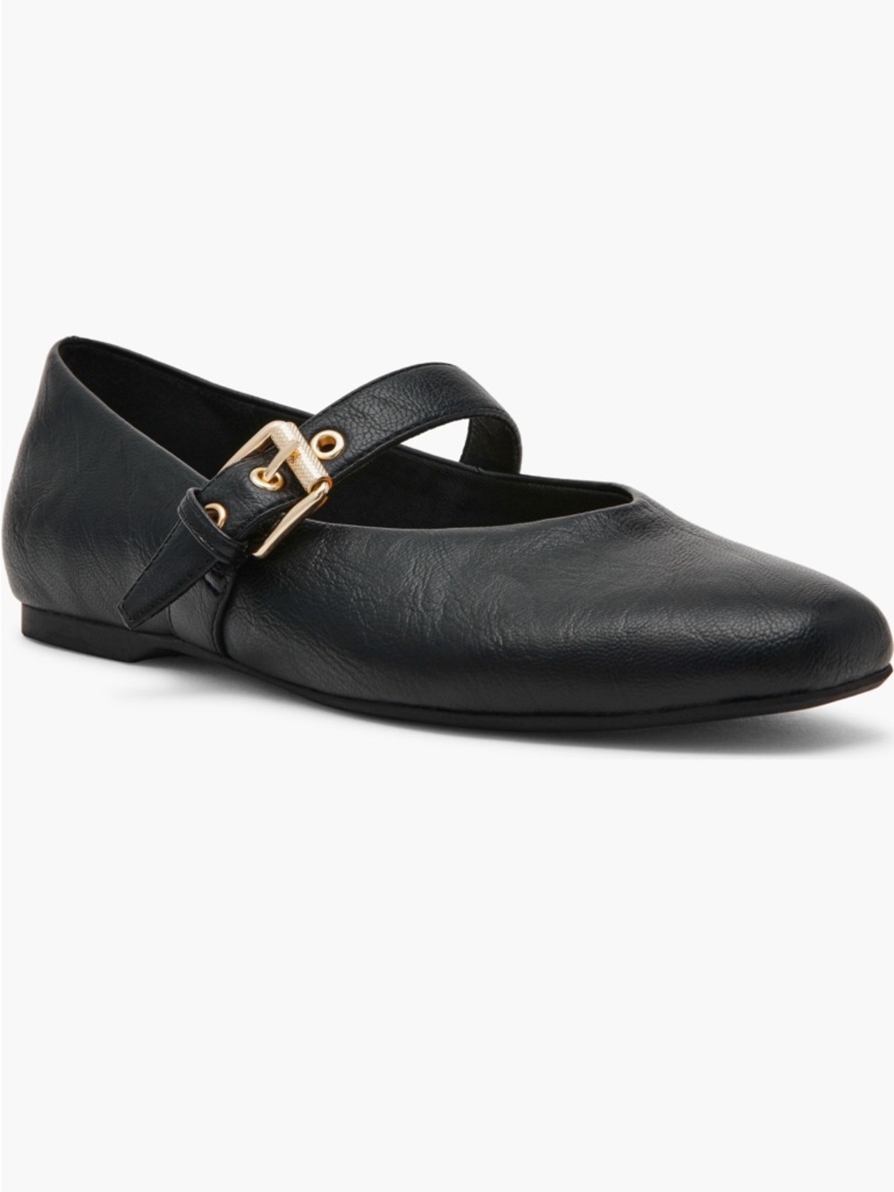 Dolce Vita Mulaney Mary Jane Flat Black with Gold Buckle 8.5 NWT